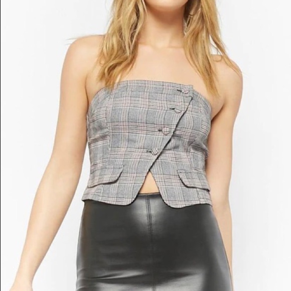 Forever21 Glen Plaid Tube Crop Top